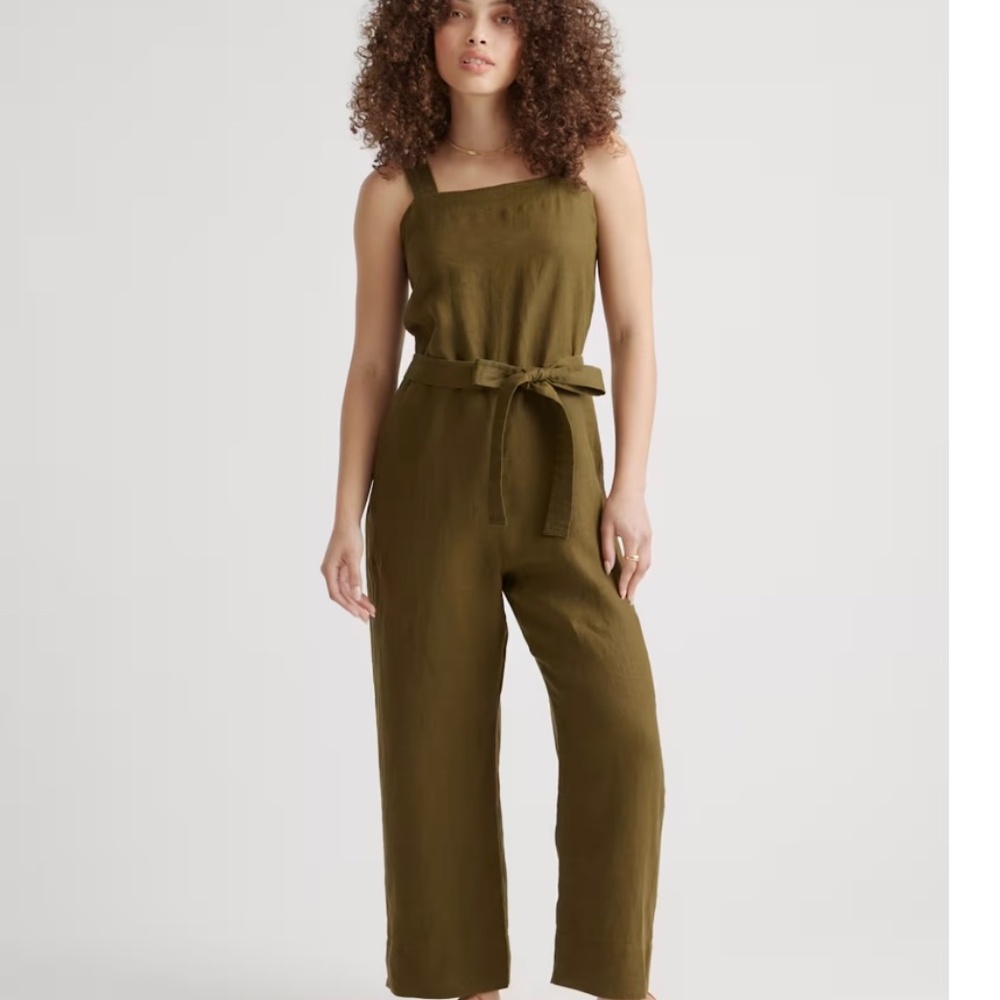Quince 100% European Linen Square Neck Jumpsuit Large